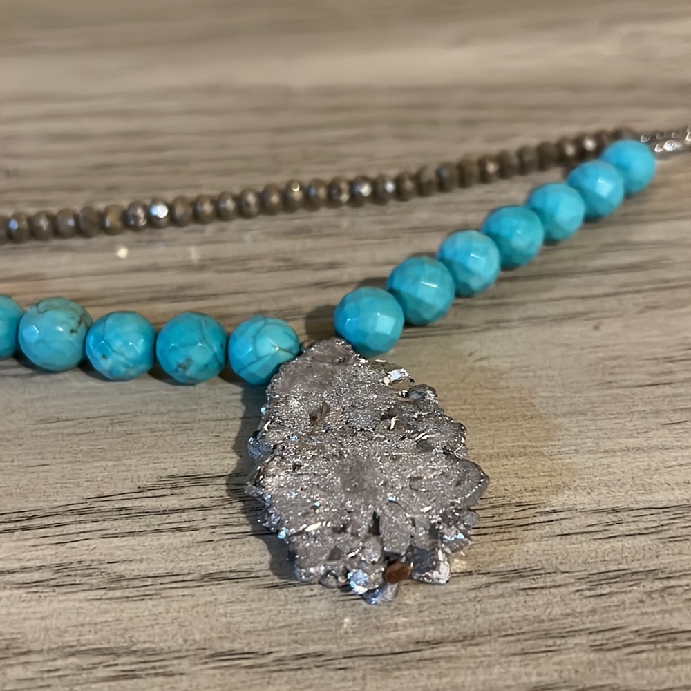 Barse Turquoise sterling silver genuine stones necklace - Picture 5 of 8